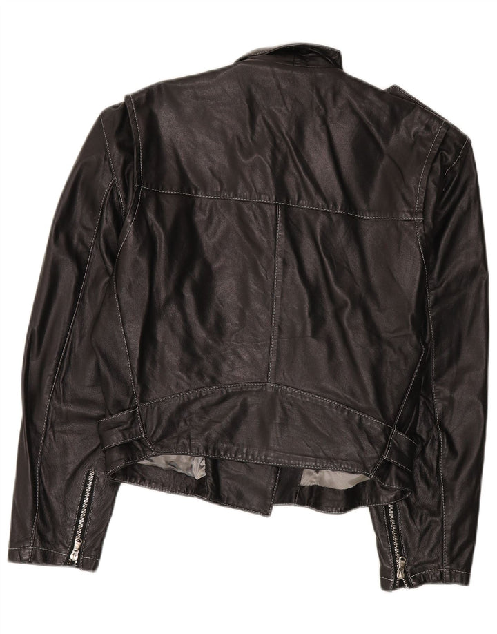 Conbipel Dame Læder Biker Jacket IT 44 Medium Sort Læder