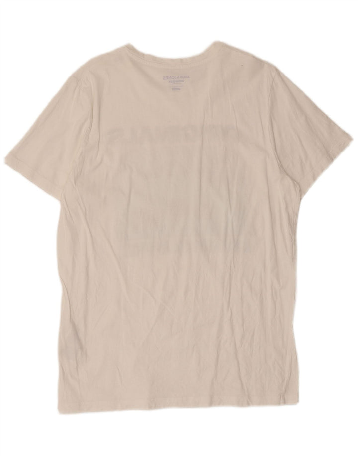 Jack & Jones Herre Regular Fit grafisk T-shirt Top Stor hvid bomuld