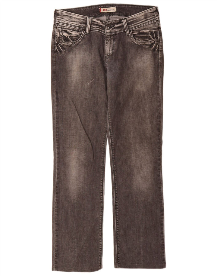 Levi's Dame 570 Straight Jeans W32 L34 Grå Bomuld