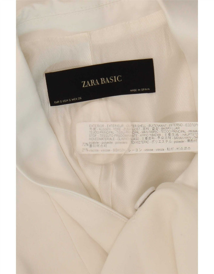 Zara Dame 1 Knap Blazer Jacket UK 10 Small White Polyester