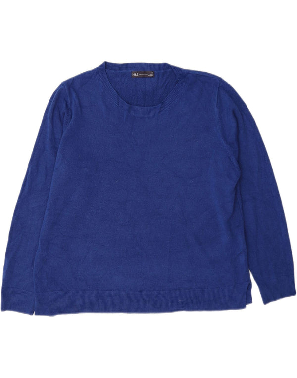 Marks & Spencer Dame Boat Neck Jumper Sweater UK 20 2XL Blå Akryl