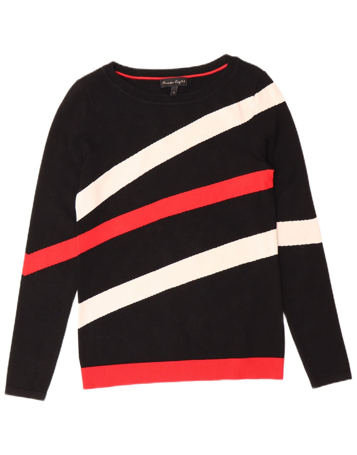 PHASE EIGHT Womens Boat Neck Jumper Sweater UK 8 Small  Black Striped