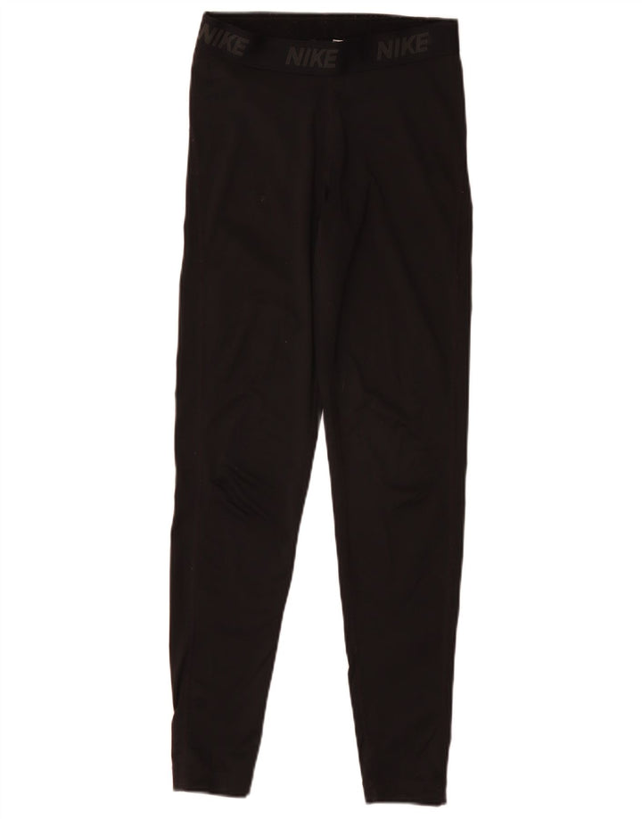 Nike Dame Dri Fit Grafiske Leggings UK 10 Small Black Polyester