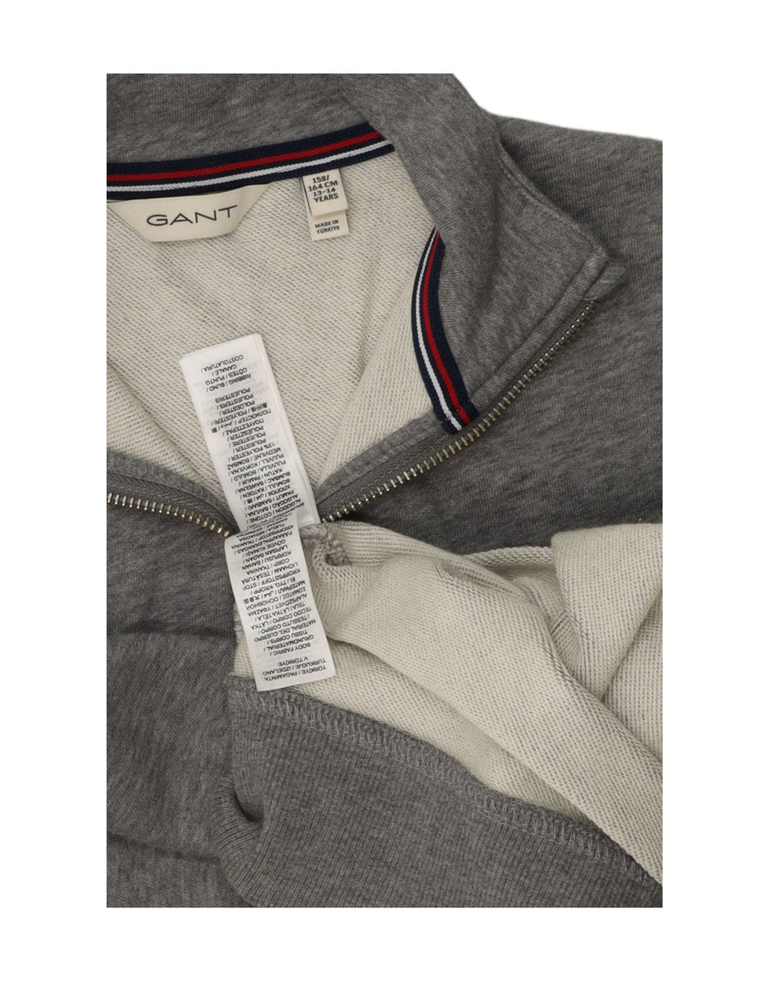 Gant Boys Zip Neck Sweatshirt Jumper 13-14 år Grå Bomuld
