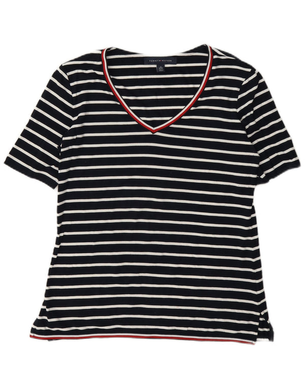 Tommy Hilfiger Dame Oversized T-Shirt Top UK 6 XS Marineblå Stribet