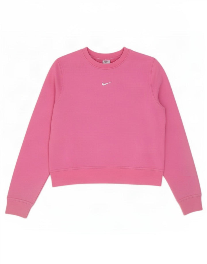 Nike Dame Dri Fit Oversized Sweatshirt Jumper UK 10 Small Pink Polyester