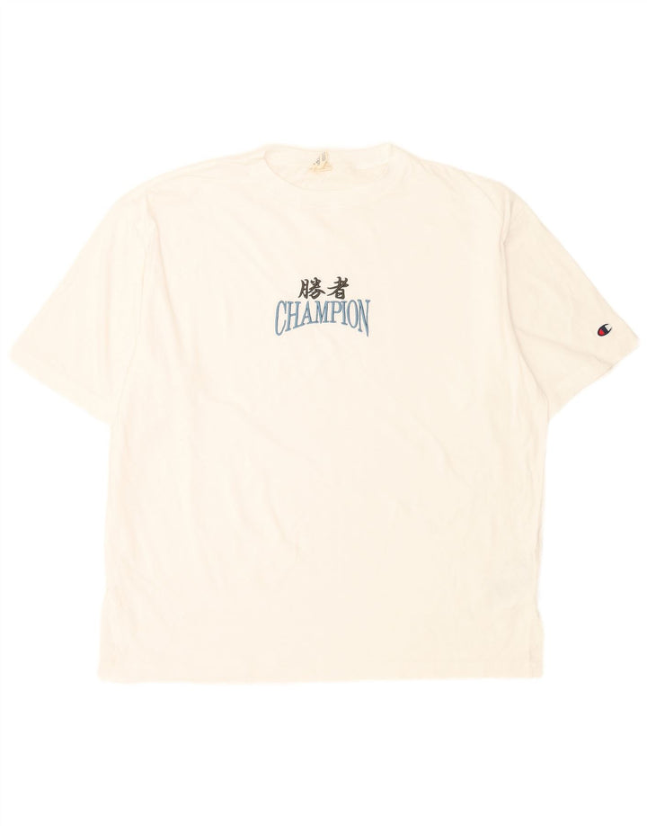 Champion Herre Grafisk T-Shirt Top XL Hvid Bomuld
