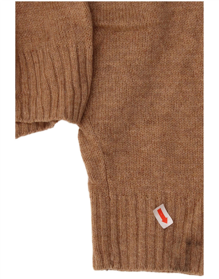 MARKS & SPENCER Mens Regular Fit Zip Neck Jumper Sweater Medium Brown