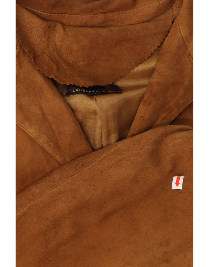 Vintage ruskindsfrakke til kvinder UK 18 XL brunt læder