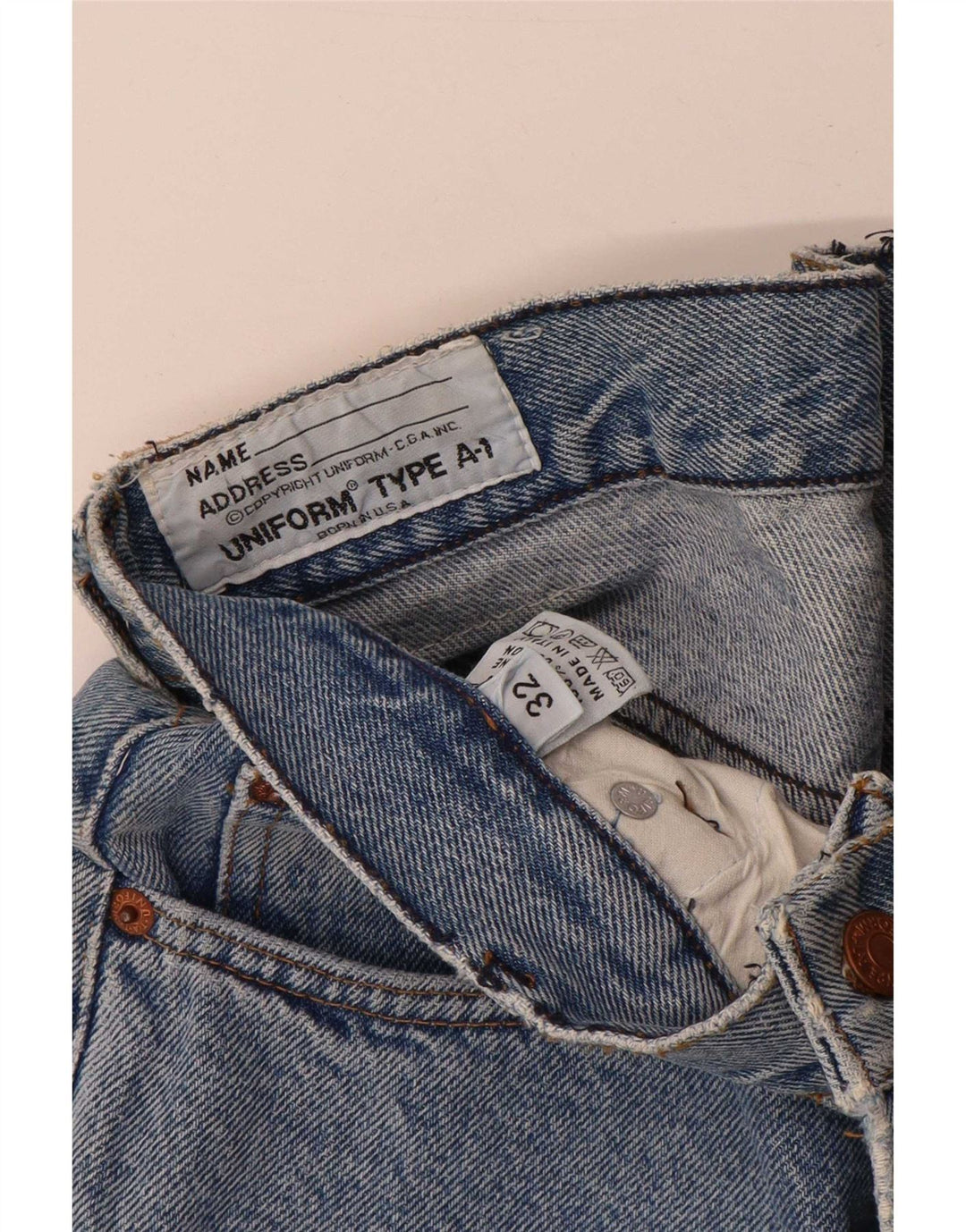 Uniform Herre tilspidsede jeans W32 L28 blå bomuld