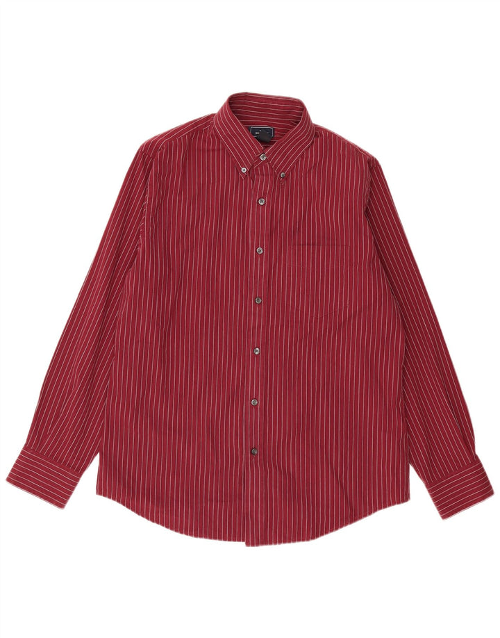 DOCKERS Herreskjorte str. 15 1/2 Medium Burgundy Pinstripe Cotton