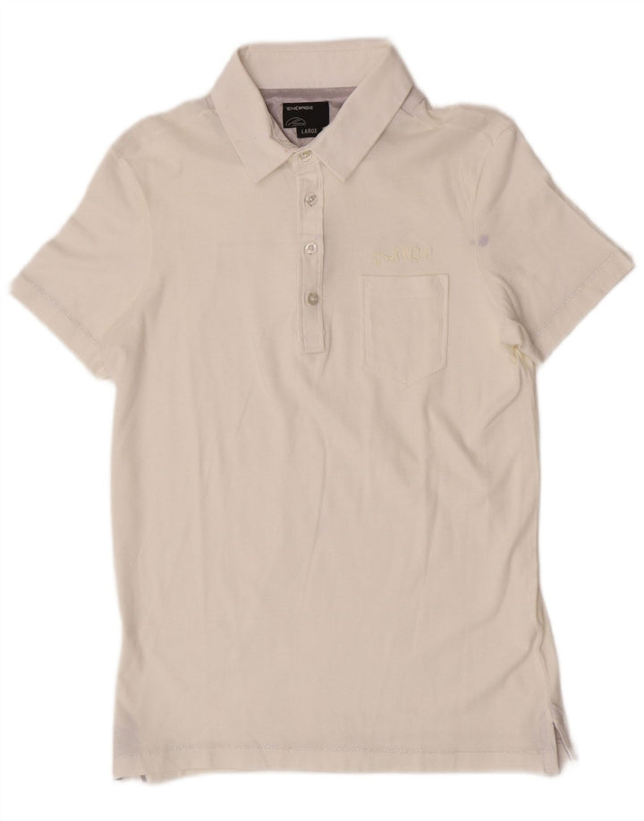 Energie Dame Polo Shirt UK 14 Stor Hvid Bomuld