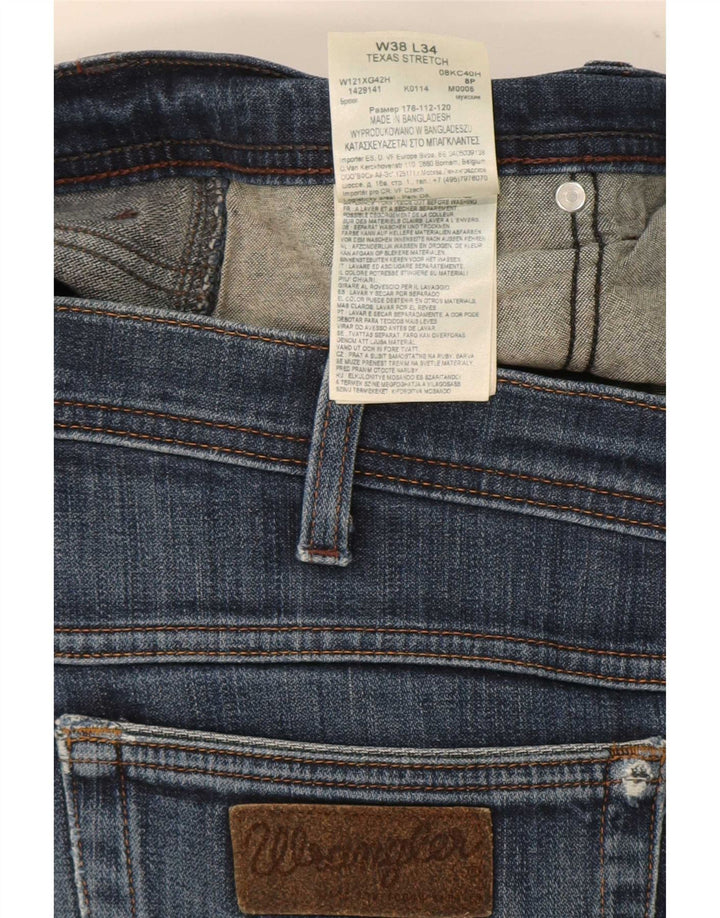Wrangler Herre Texas Stretch Straight Jeans W38 L34 Blå Bomuld