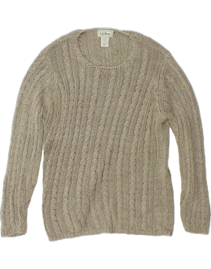 L.L.BEAN Womens Boat Neck Jumper Sweater UK 14 Medium Grey Acrylic Vintage L.L.Bean and Second-Hand L.L.Bean from Messina Hembry 