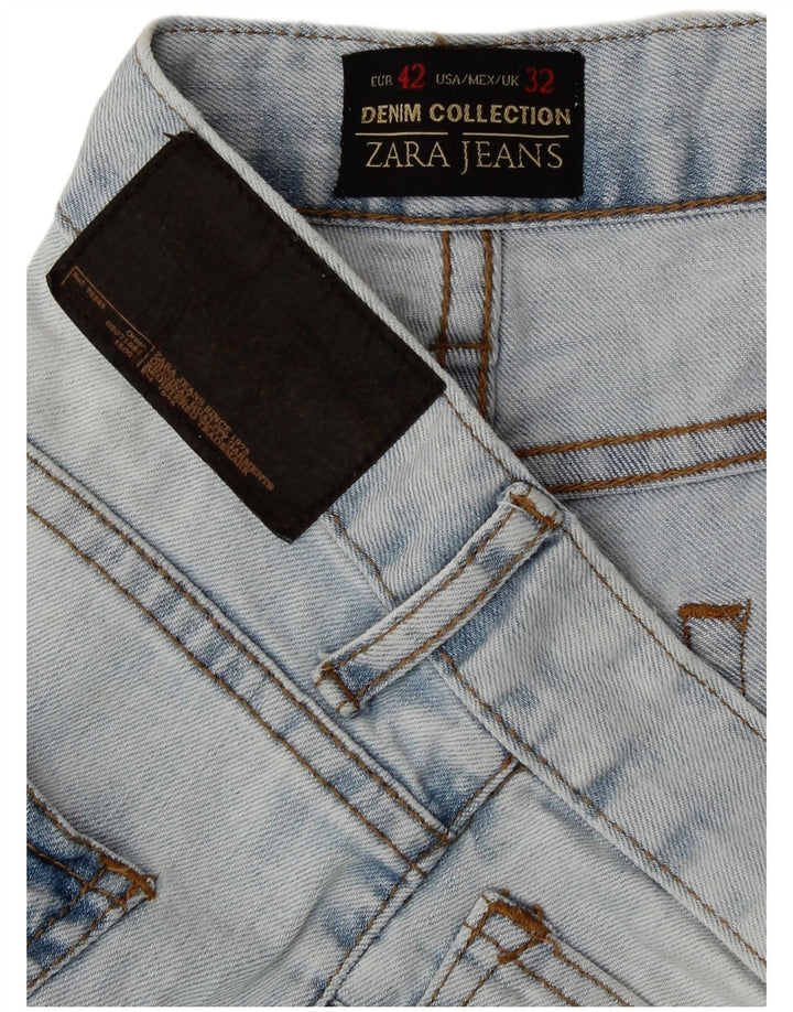 Zara Straight Jeans til mænd EU 42 Large W32 L33 Blå Bomuld