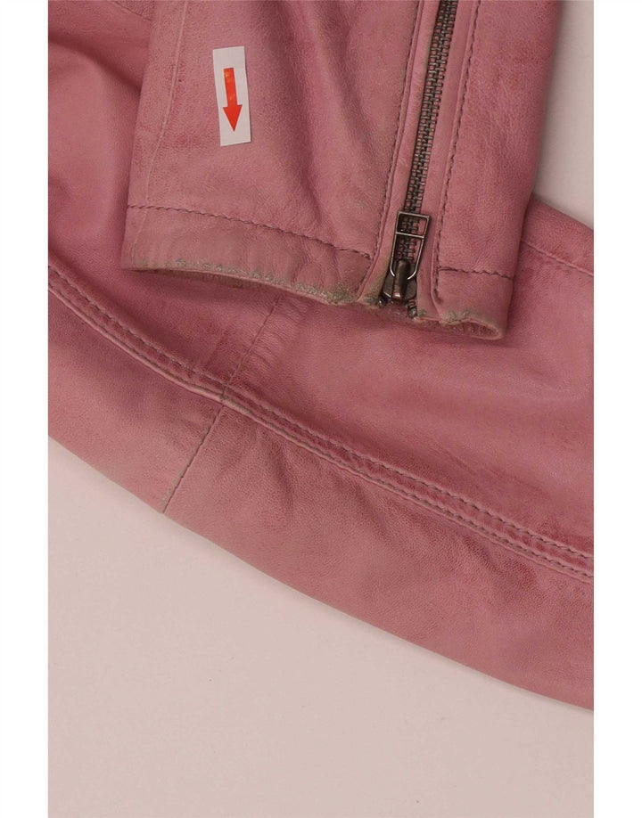 Zucchero Womens Biker Læderjakke UK 16 Large Pink Læder