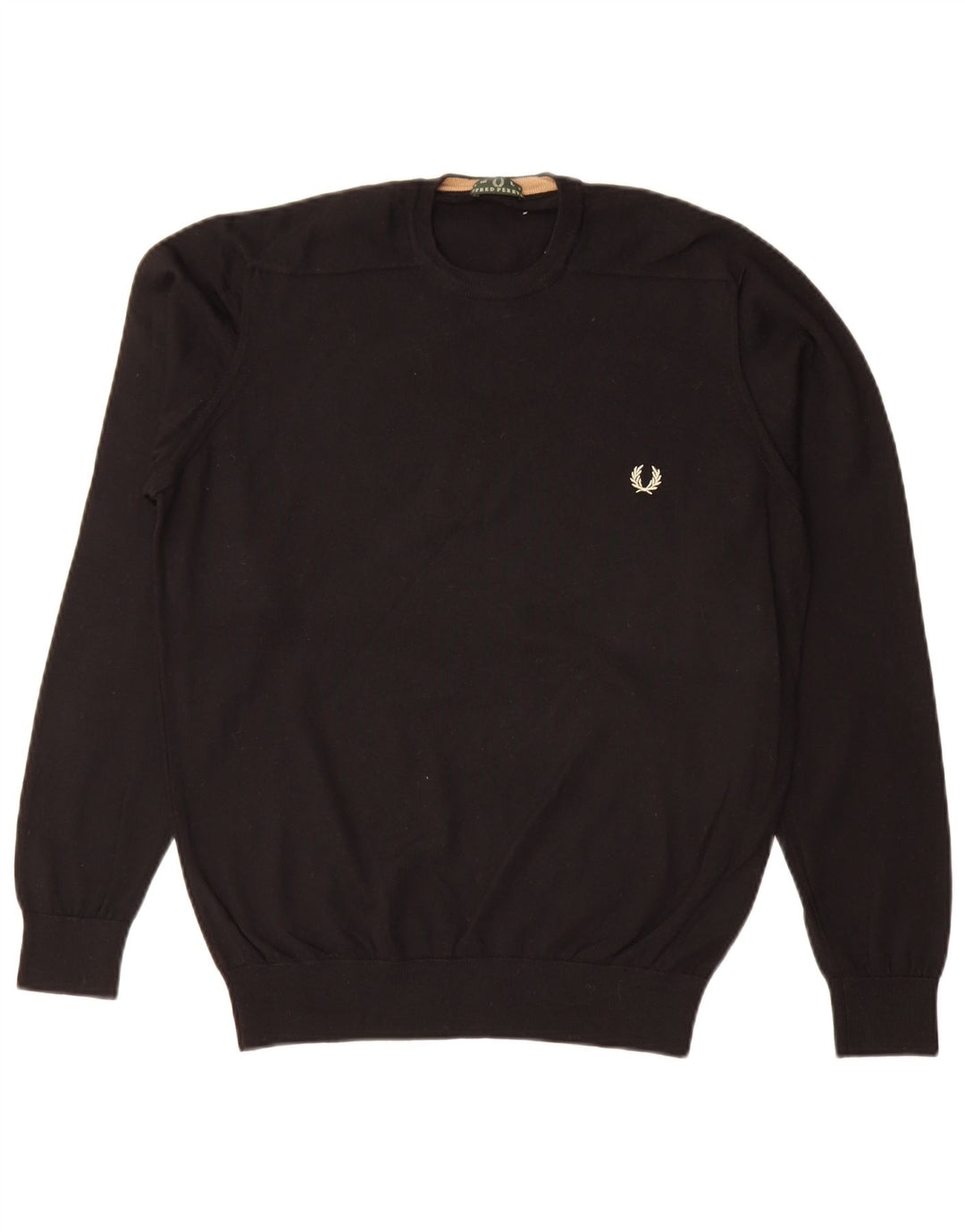Fred Perry Herre trøje med rund hals, stor sort uld