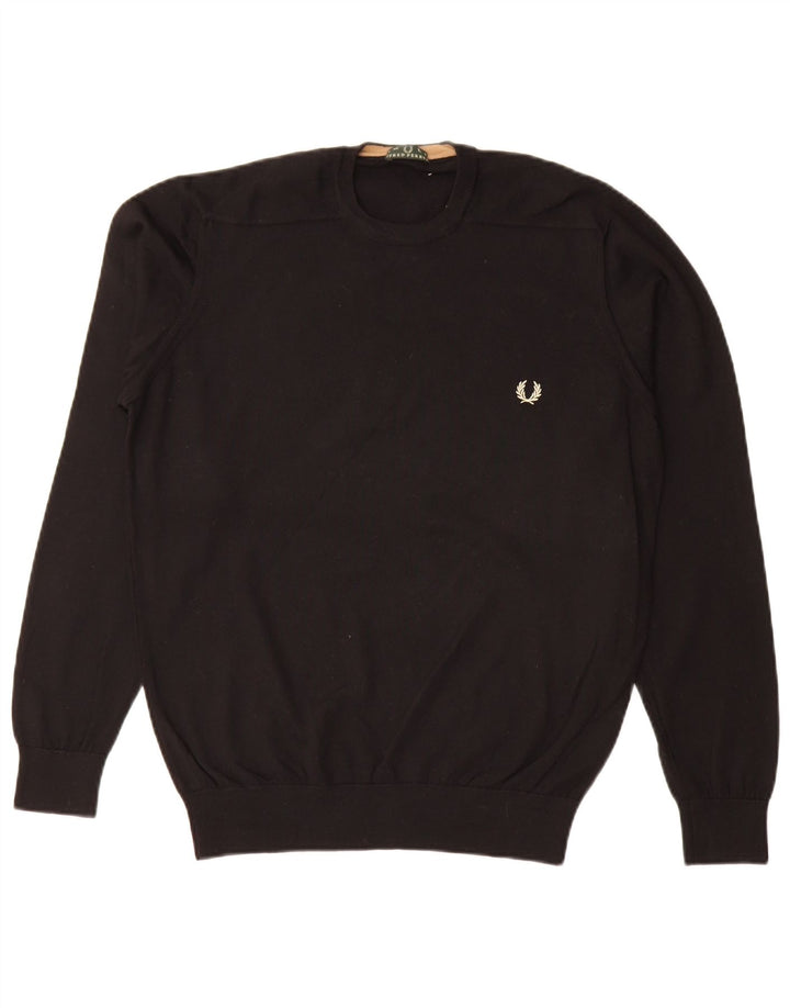 Fred Perry Herre trøje med rund hals, stor sort uld