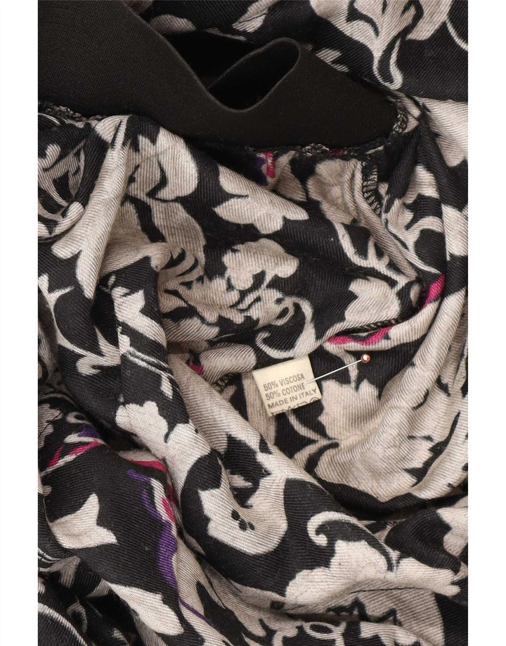 Vintage Kvinders Flared Nederdel Medium W26 Sort Floral Viscose