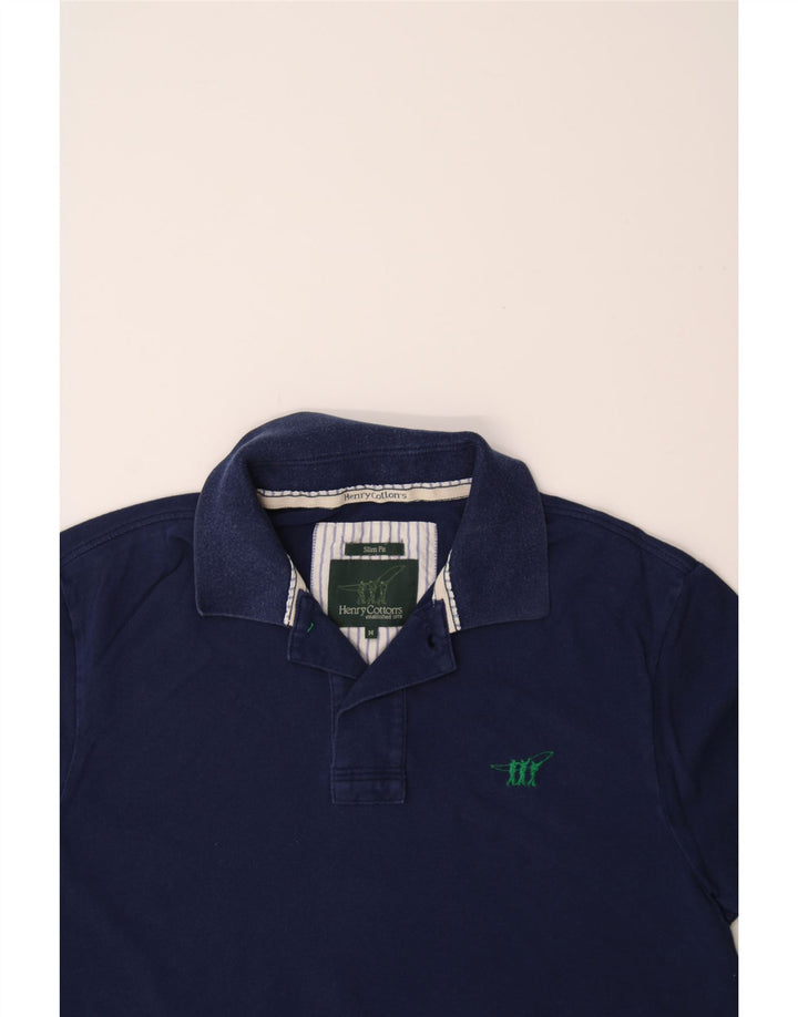 HENRY COTTONS Mens Slim Fit Polo Shirt Medium Navy Blue Cotton Vintage Henry Cottons and Second-Hand Henry Cottons from Messina Hembry 