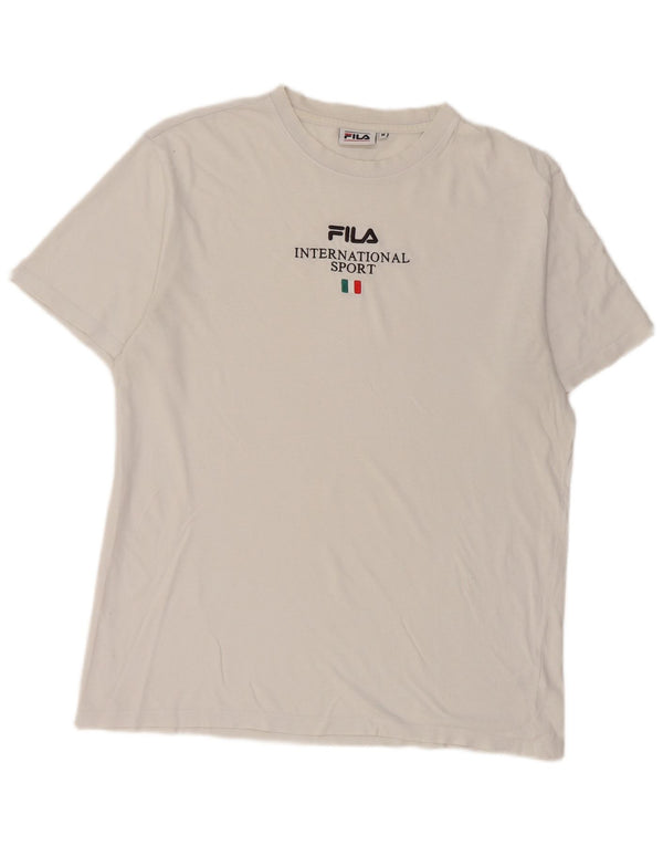 Fila Herre Grafisk T-Shirt Top Medium Hvid Bomuld