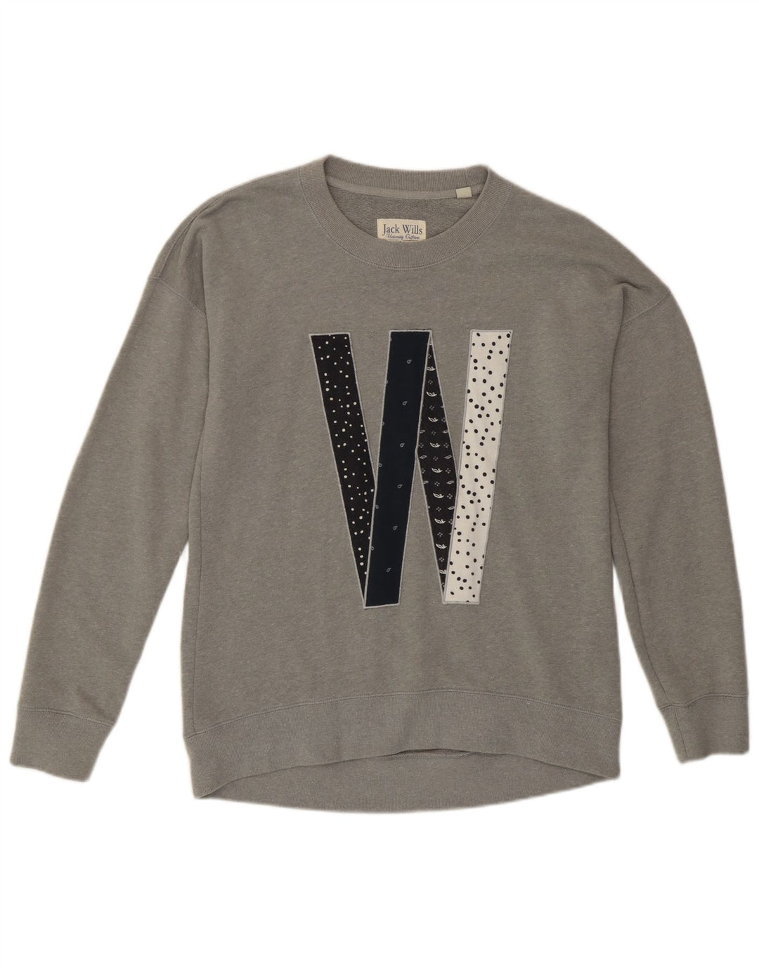 Jack Wills Dame Grafisk Oversized Sweatshirt Jumper UK 8 Lille Grå