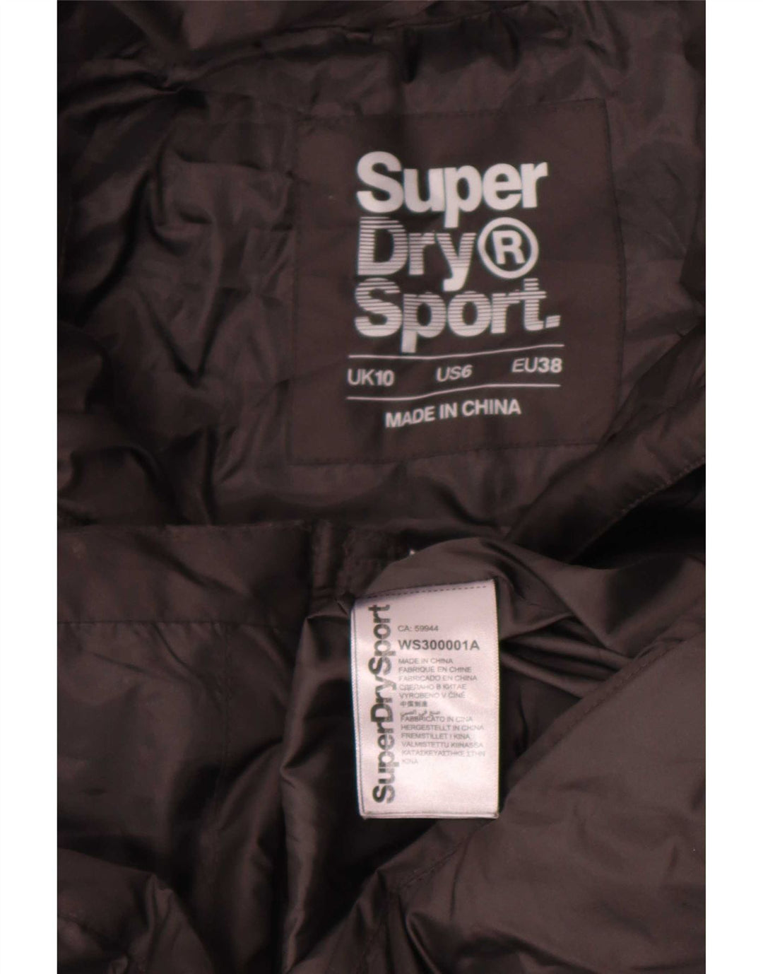 Superdry polstret jakke til kvinder UK 10 Lille sort polyester