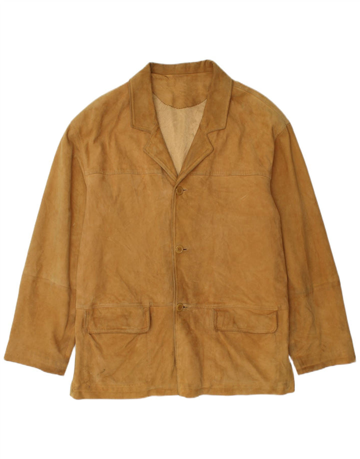 Vintage herre 3 knap ruskind blazer jakke UK 38 medium beige læder