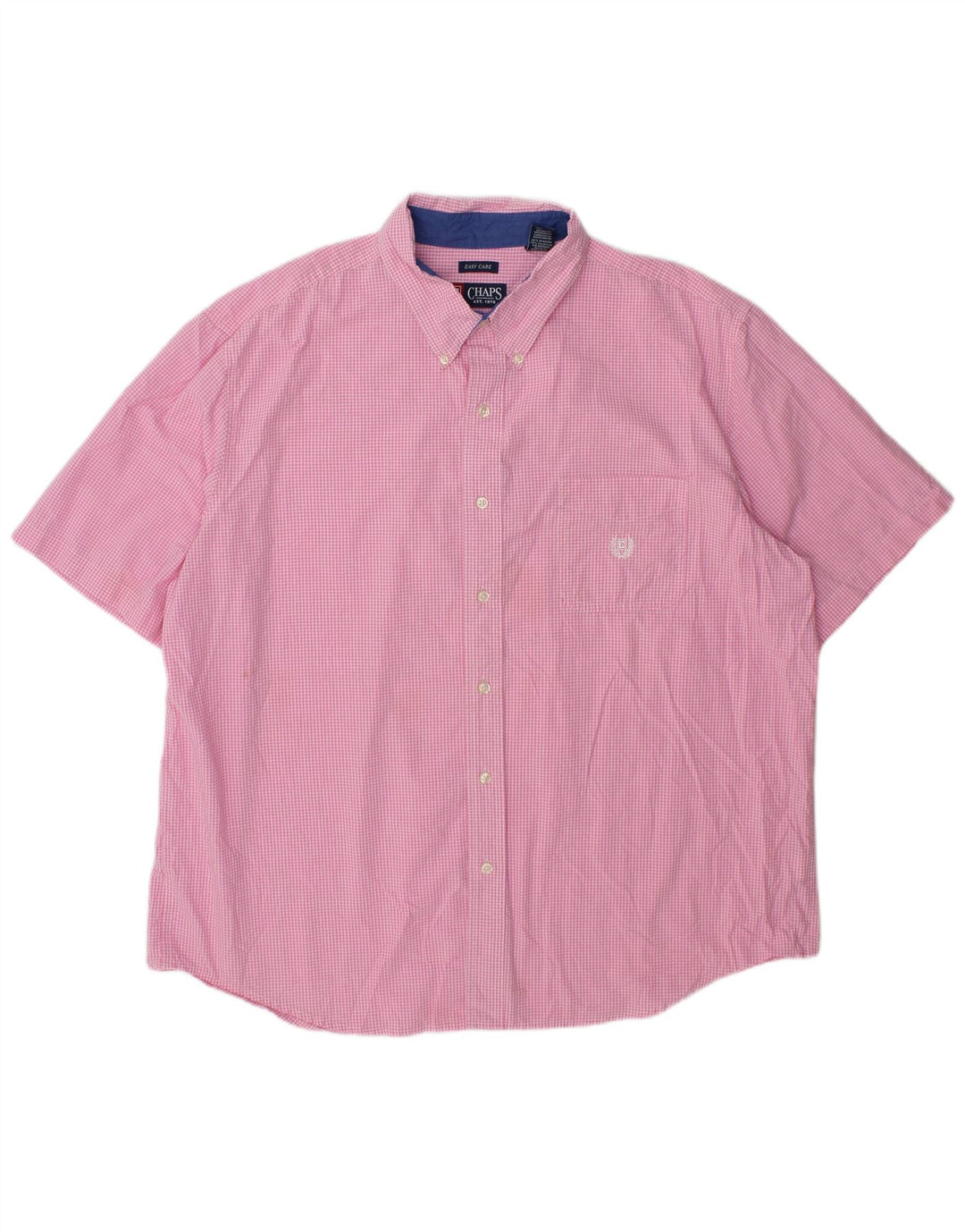 Chaps Kortærmet Herreskjorte 2XL Pink Gingham Bomuld