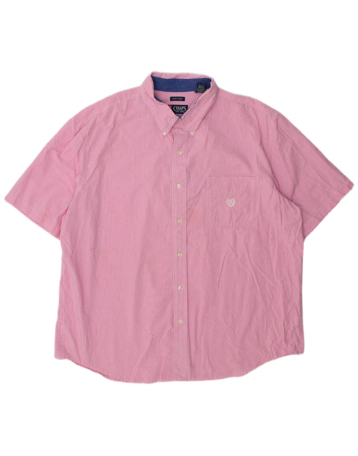 Chaps Kortærmet Herreskjorte 2XL Pink Gingham Bomuld