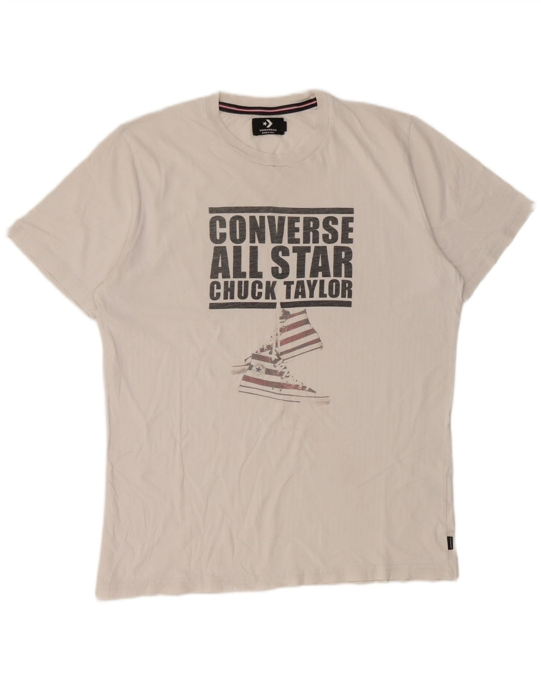 Converse Herre Chuck Taylor Grafisk T-Shirt Top Medium Hvid Bomuld