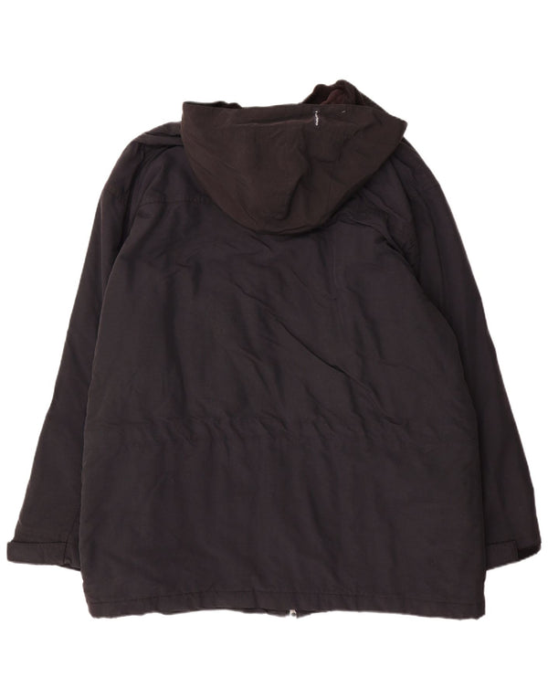Timberland Herre Hooded Windbreaker Coat UK 40 Large Black Nylon