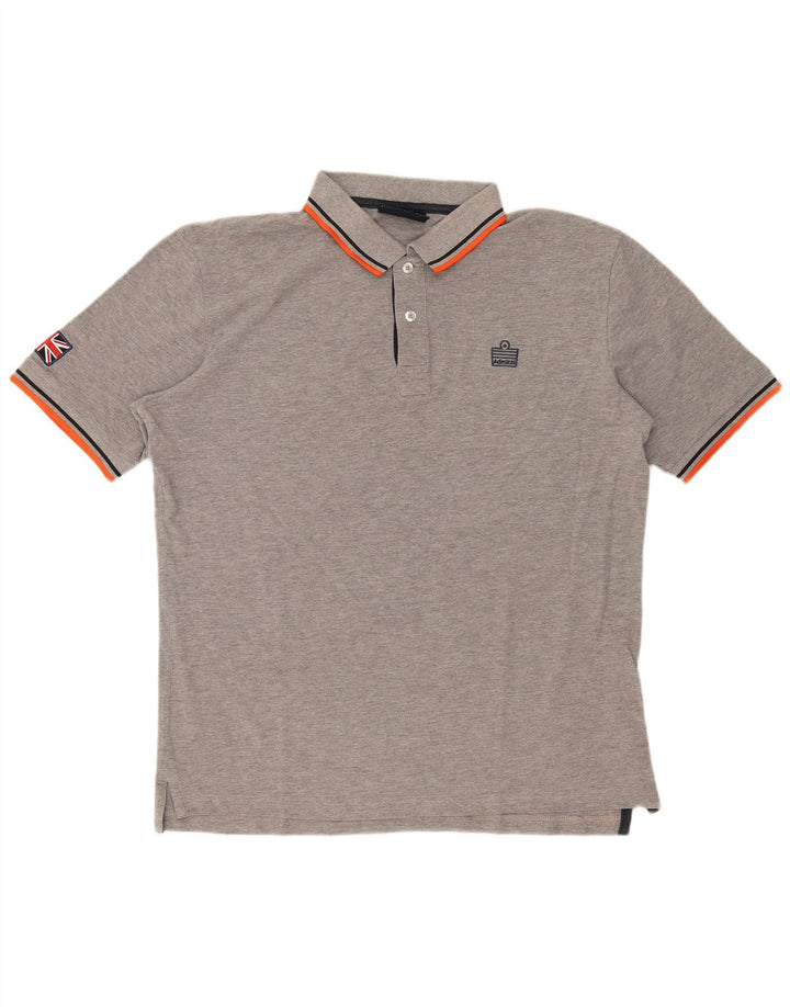 Admiral herre polo shirt 3XL grå stribet bomuld