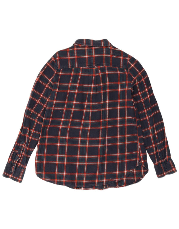 Fat Face Womens Flannel Shirt UK 10 Small Navy Blue Check Cotton