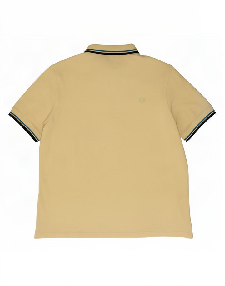 Fred Perry Herre poloshirt XL gul stribet bomuld