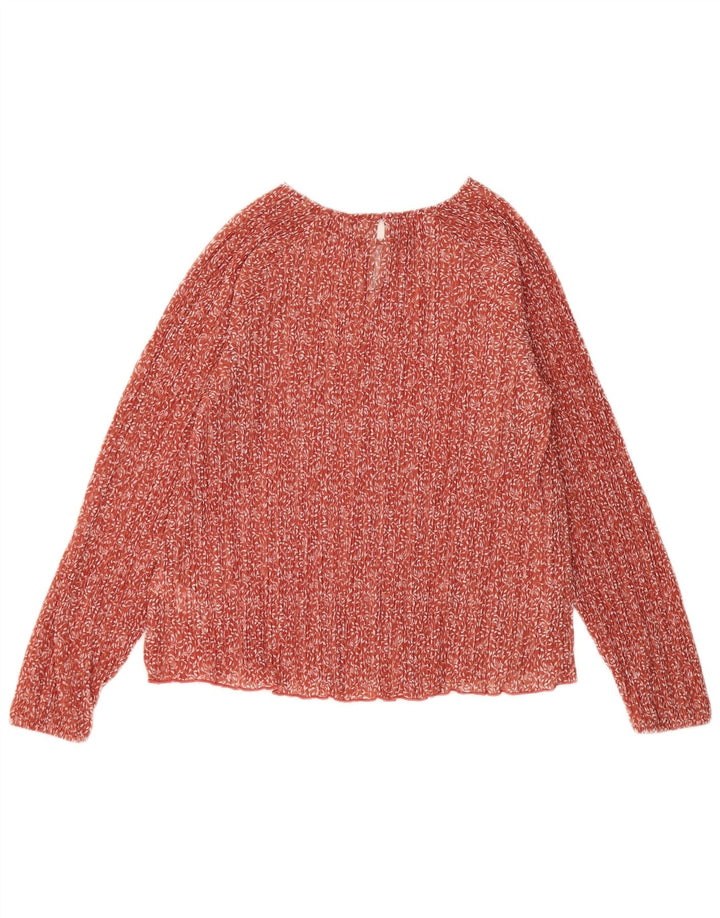 MARKS & SPENCER Dame Langærmet Bluse Top UK 12 Medium Rød Blomster