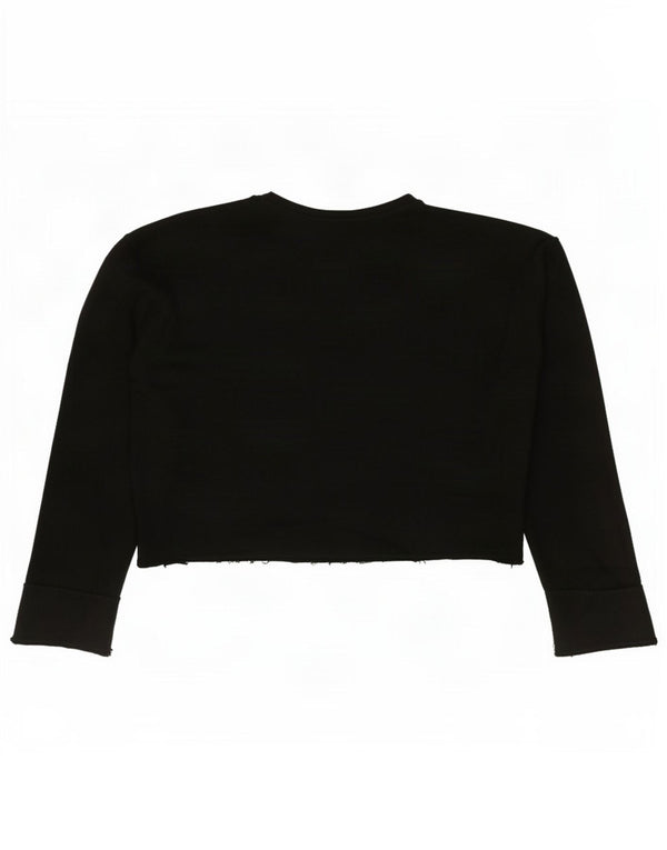 Zara Womens Crop Oversized Top Langærmet UK 14 Medium Black Viscose