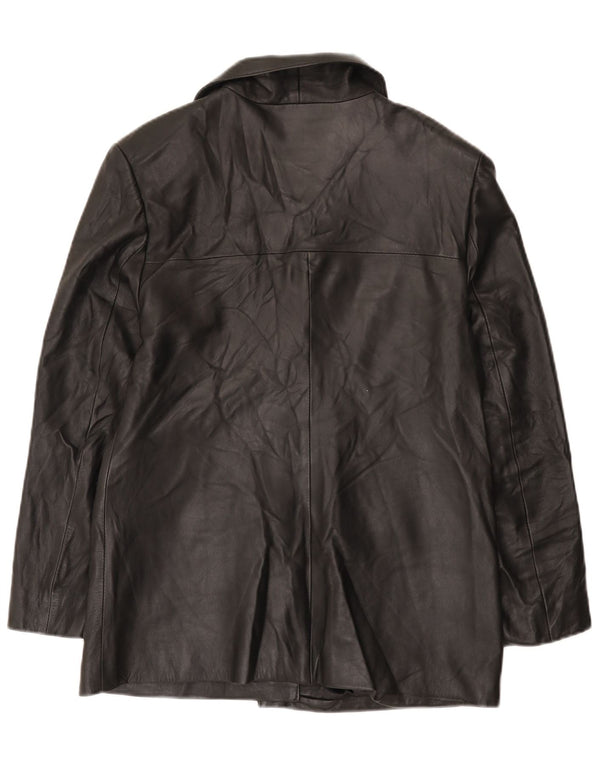 Giorgio Valenti Womens 3 Button Blazer Jacket IT 48 XL Black Leather