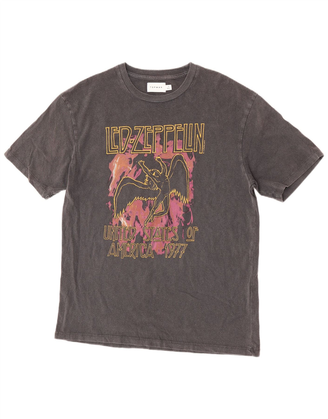 Topman Herre Grafisk T-Shirt Top Lille Grå Bomuld