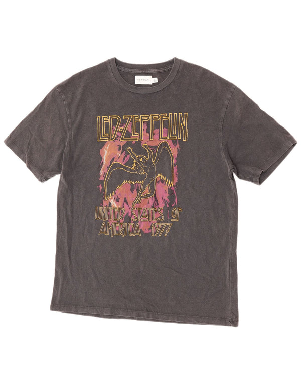 Topman Herre Grafisk T-Shirt Top Lille Grå Bomuld