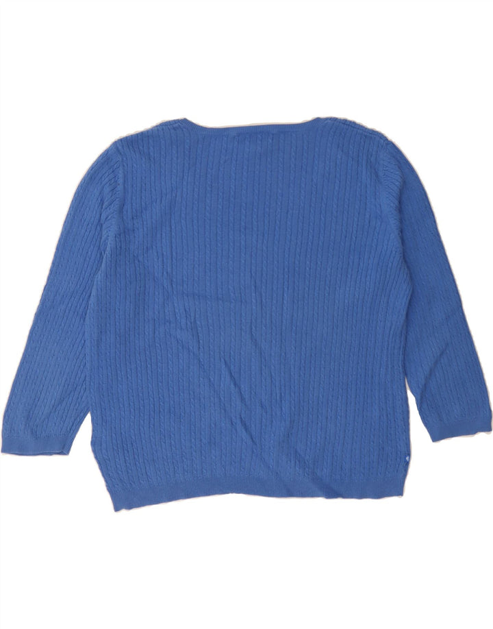 RALPH LAUREN Womens Oversized V-Neck Jumper Sweater UK 16 Large Blue Vintage Ralph Lauren and Second-Hand Ralph Lauren from Messina Hembry 