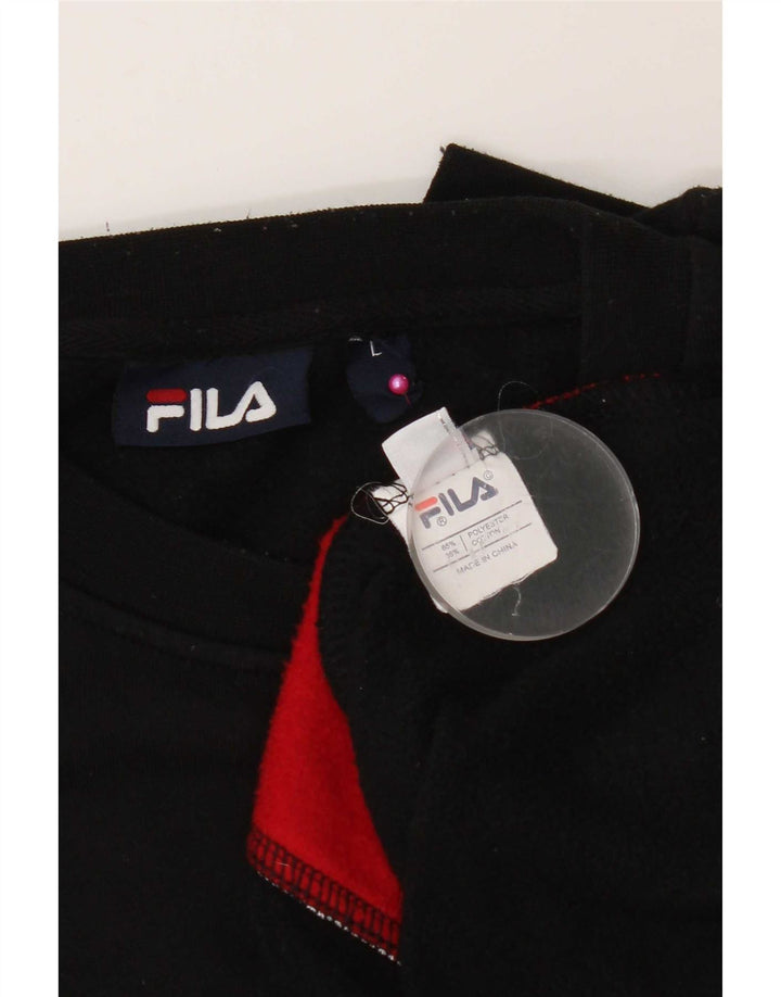 Fila Herre grafisk sweatshirt Jumper Large Sort Colourblock Polyester