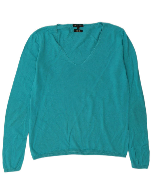 Massimo Dutti Dame Oversized V-hals sweater UK 10 Small Blue