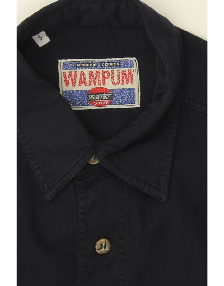 WAMPUM Mens Shirt Small Navy Blue Cotton Vintage Wampum and Second-Hand Wampum from Messina Hembry 
