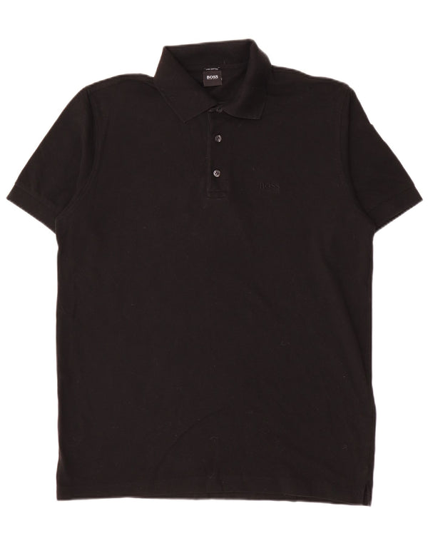 Hugo Boss Mens Polo Shirt Medium Black Cotton