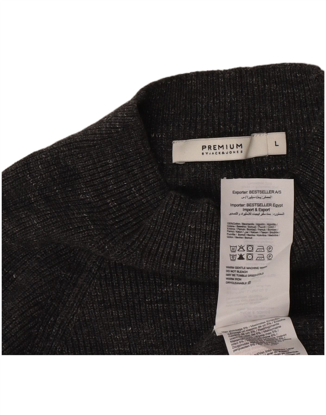 Jack & Jones Herre Turtle Neck Jumper Sweater Stor grå Flecked Bomuld