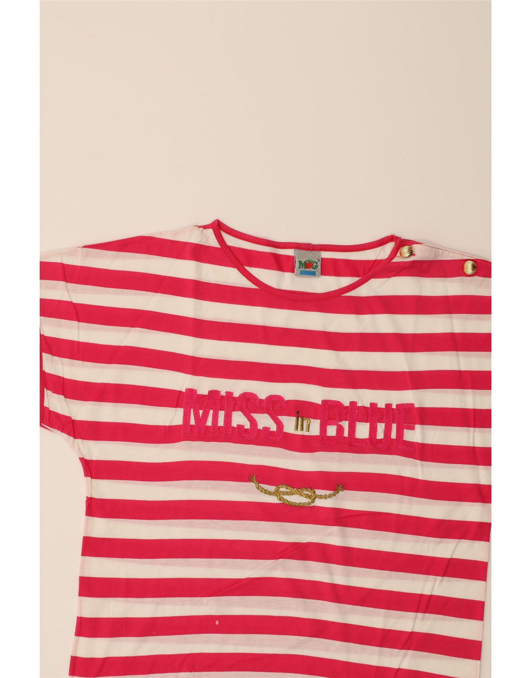 MANGO Womens Graphic T-Shirt Top IT 48 XL Pink Striped Cotton Vintage Mango and Second-Hand Mango from Messina Hembry 