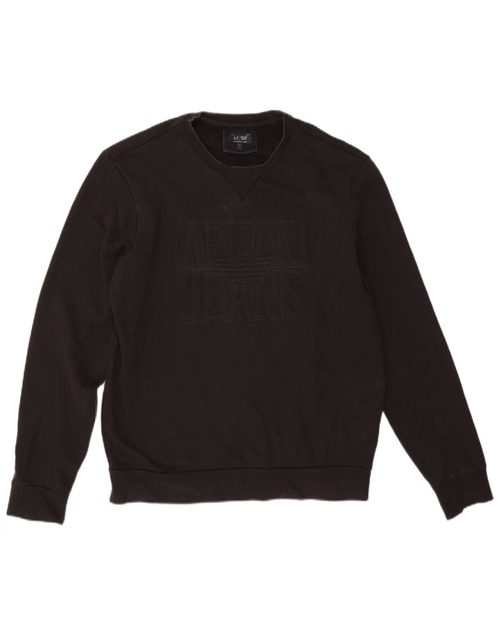 Armani Herre Grafisk Sweatshirt Jumper Stor Sort Bomuld