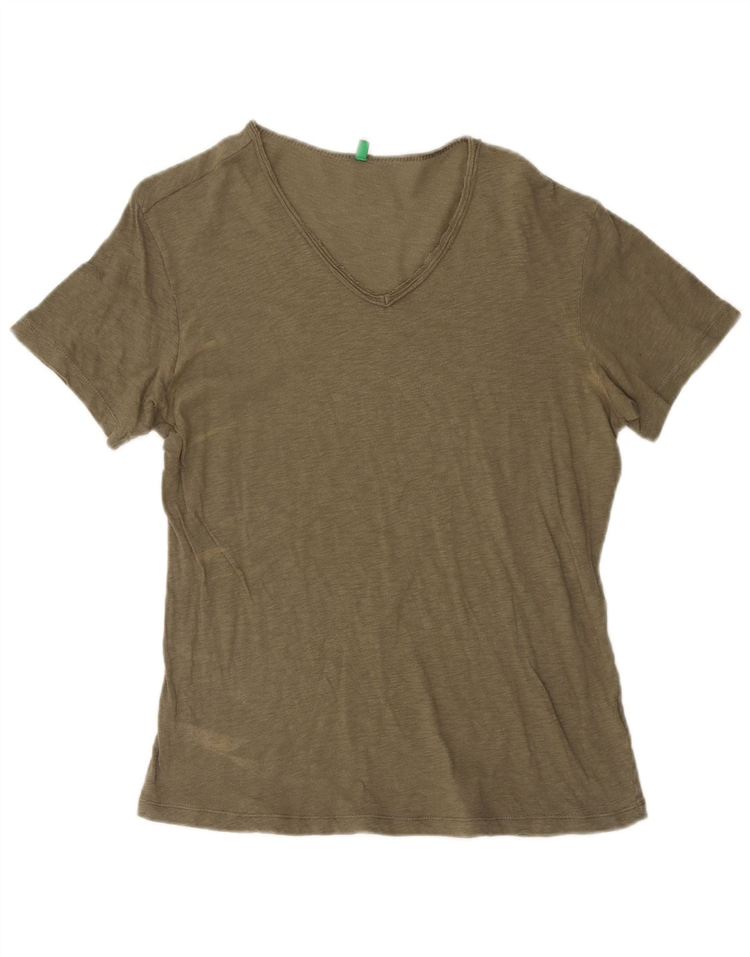 BENETTON T-shirt top til kvinder UK 16 Large Khaki