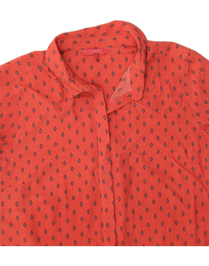 NEXT Womens 3/4 Sleeve Shirt Dress US 14 XL Orange Spotted Polyester Vintage Next and Second-Hand Next from Messina Hembry 